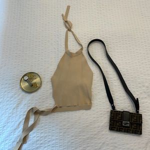 Zara Beige Crop Halter Top. Size Small. Perfect condition. Wraps around waist.